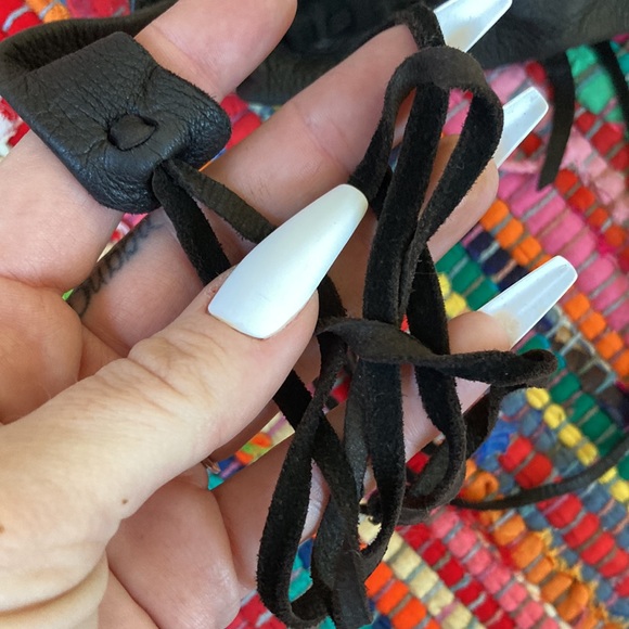 Vintage All Leather & Handmade in LA — Dark Brown Fringe Bralette Top w/ Beads - Picture 8 of 9